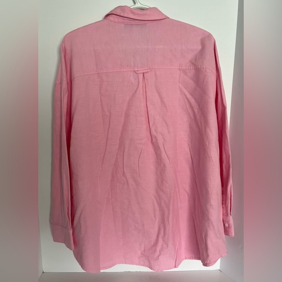 Old Navy Boyfriend Shirt Women’s L Pink Top Button - Picture 2 of 10